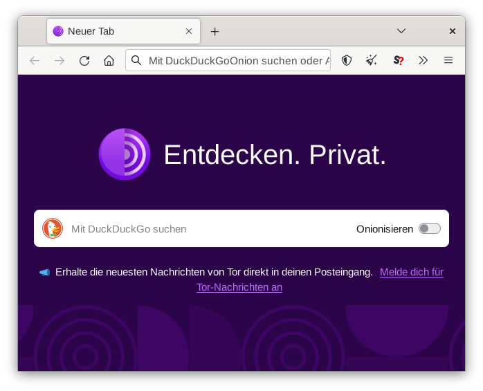 Der Tor Browser nach dem Start
